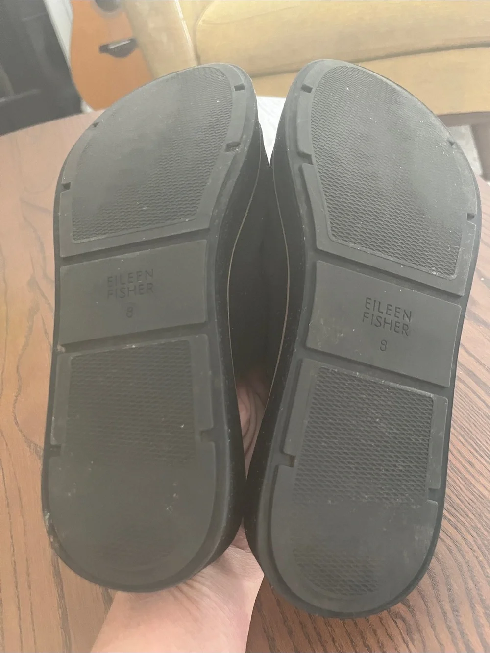 Eileen Fisher Dare Black Leather Toe-Loop Slide Sandals Size 8